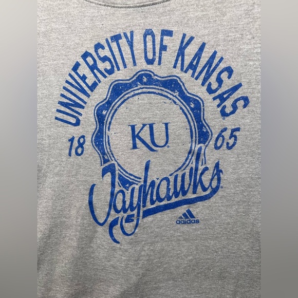 Adidas University of Kansas Jayhawks split back long sleeve T shirt women’s sz L - Picture 2 of 7